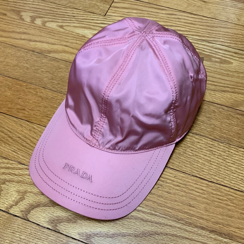 Prada Logo Pink Nylon Baseball Cap - Brand New